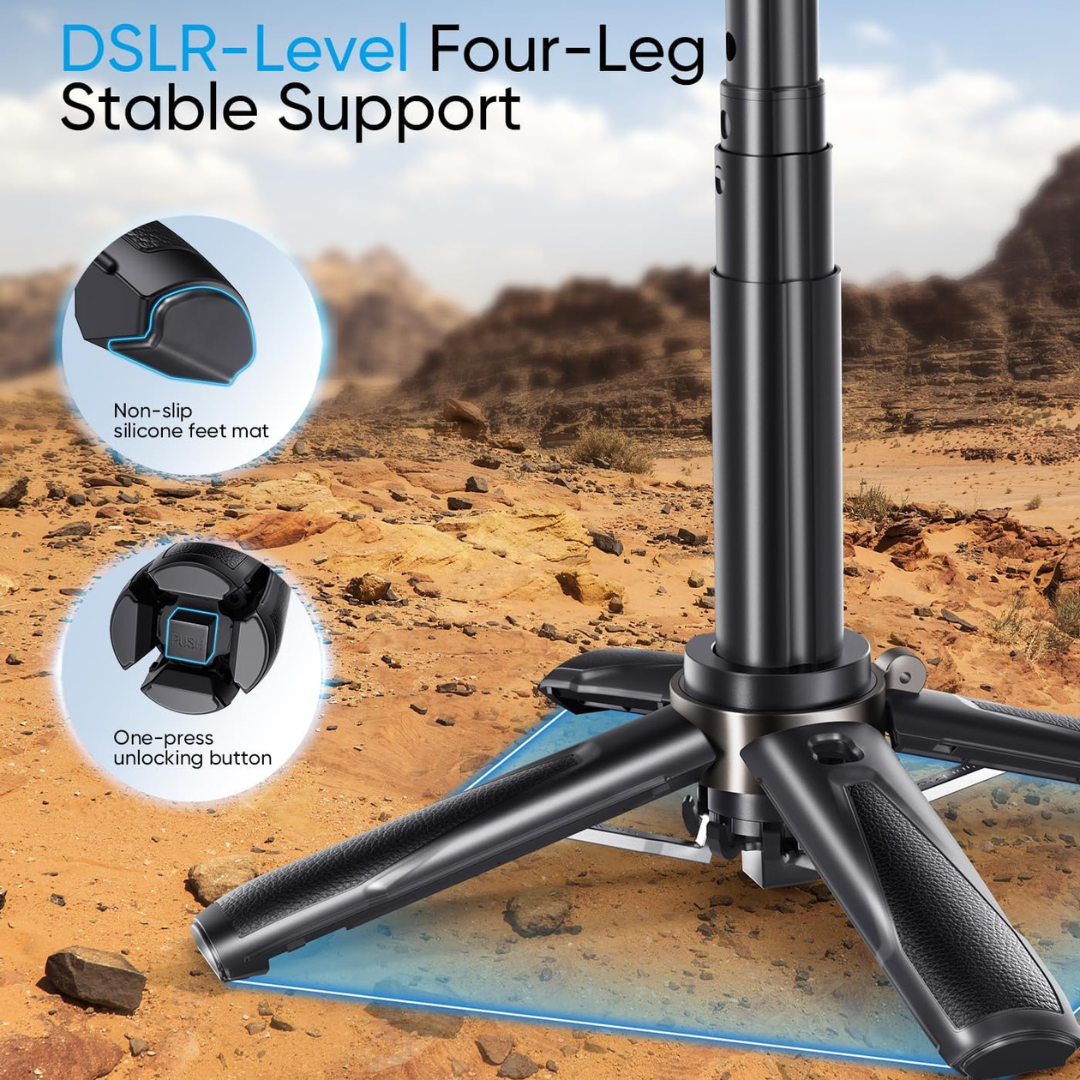 3-in-1 Tripod Selfie Stick with Bluetooth Remote and Phone Clamp