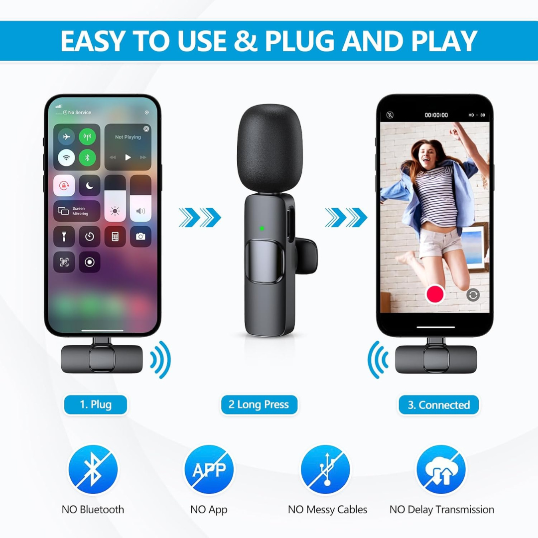 Portable Noise-Cancelling Wireless Duo Mics for Video Recording