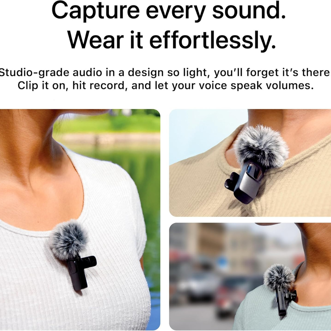 Portable Noise-Cancelling Wireless Duo Mics for Video Recording