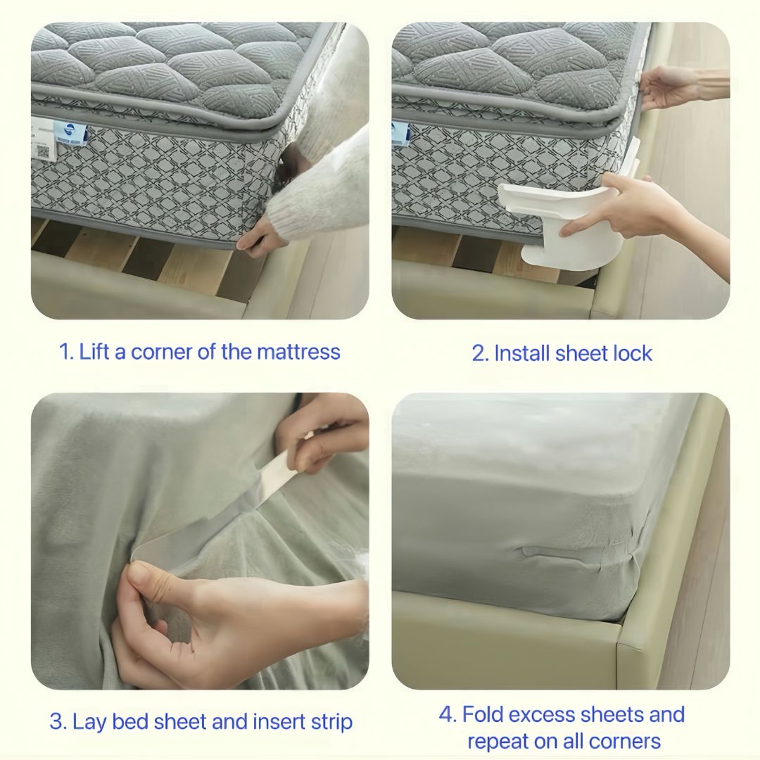 Adjustable Bed Sheet Locking Clips for Tight Wrinkle-Free Mattress Fit