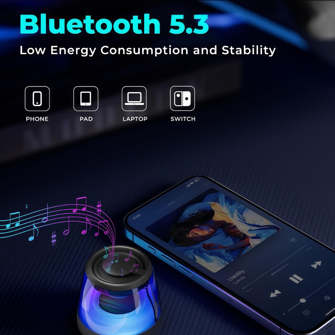 Compact 360° Sound Speaker with Vibration Tech & Mic