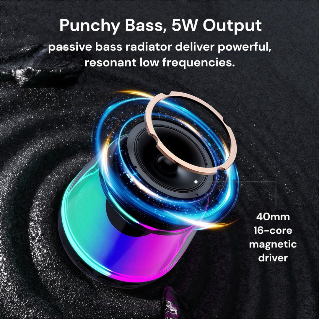 Compact 360° Sound Speaker with Vibration Tech & Mic