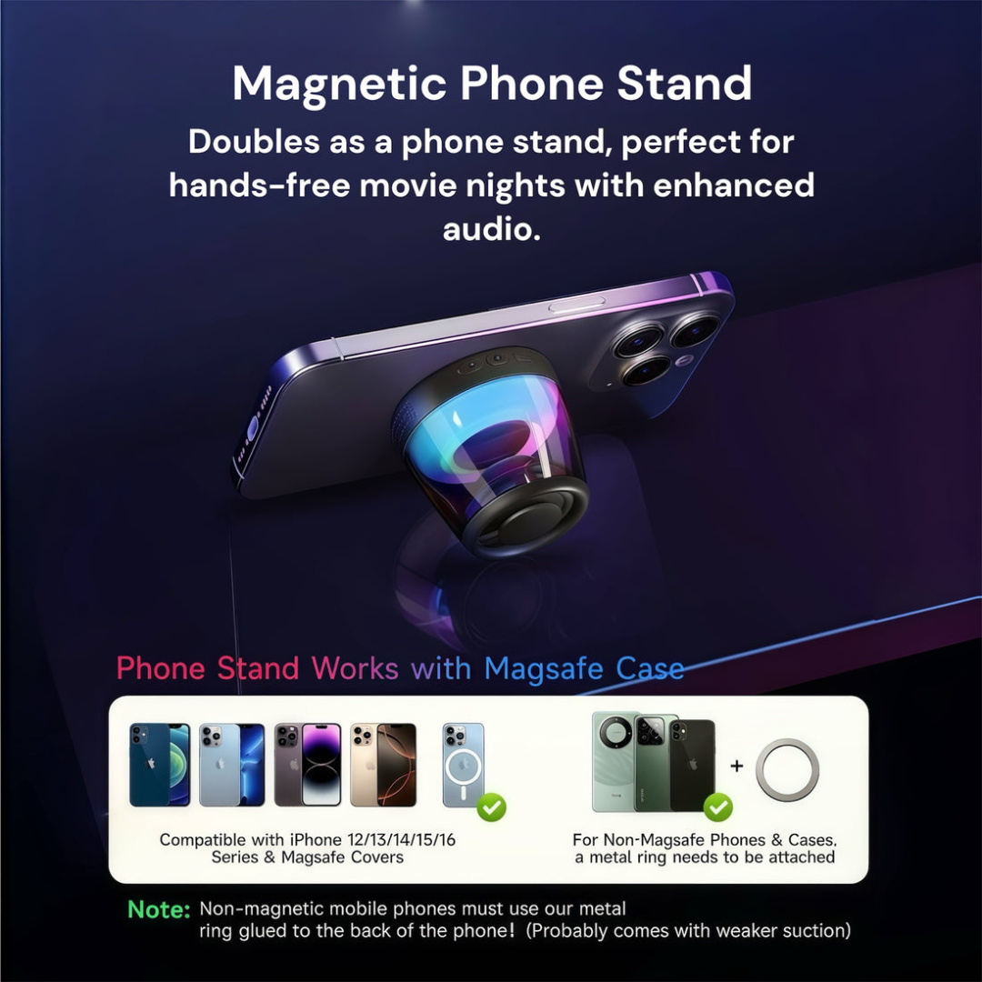 Compact 360° Sound Speaker with Vibration Tech & Mic