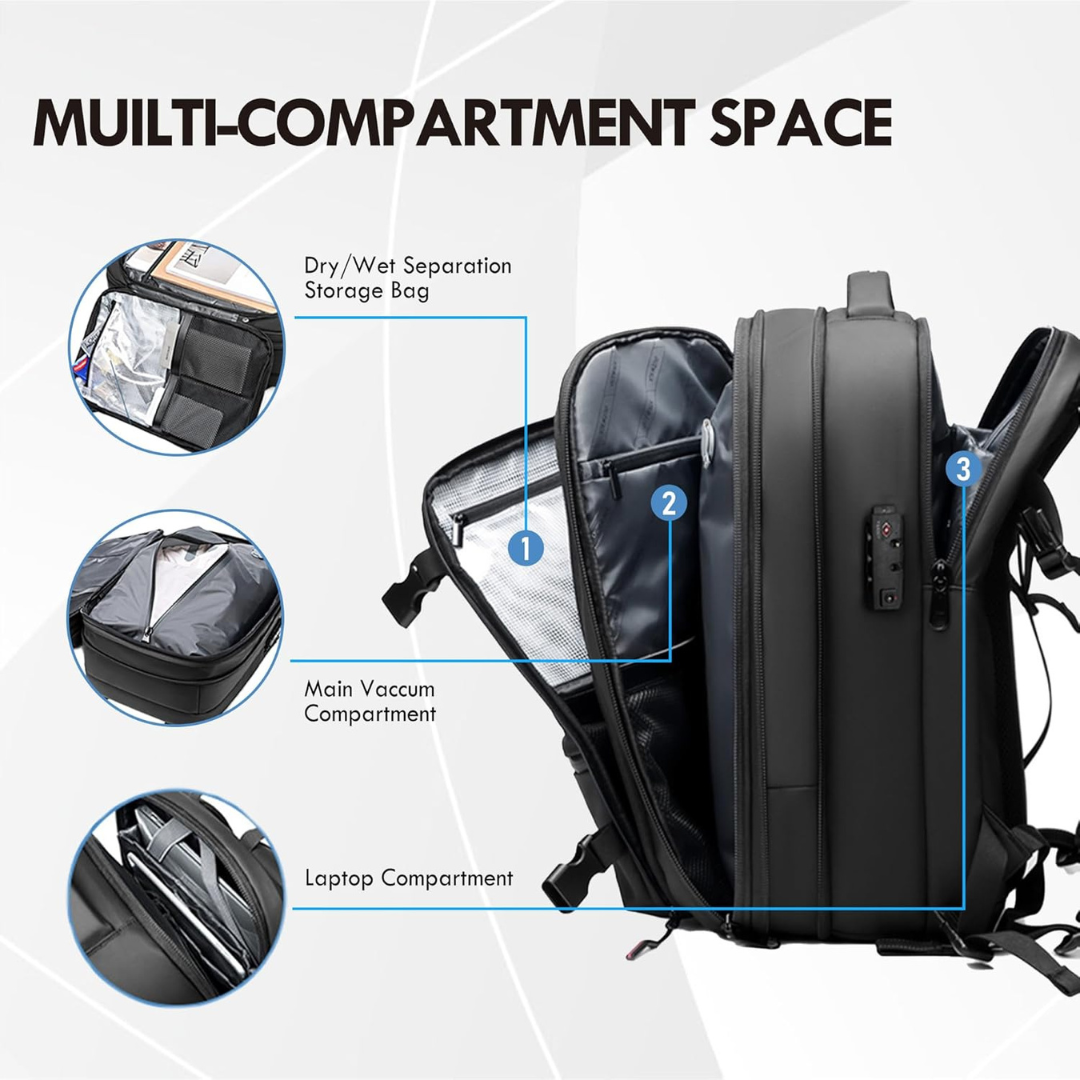 Expandable Vacuum Compression Travel Backpack with TSA Lock