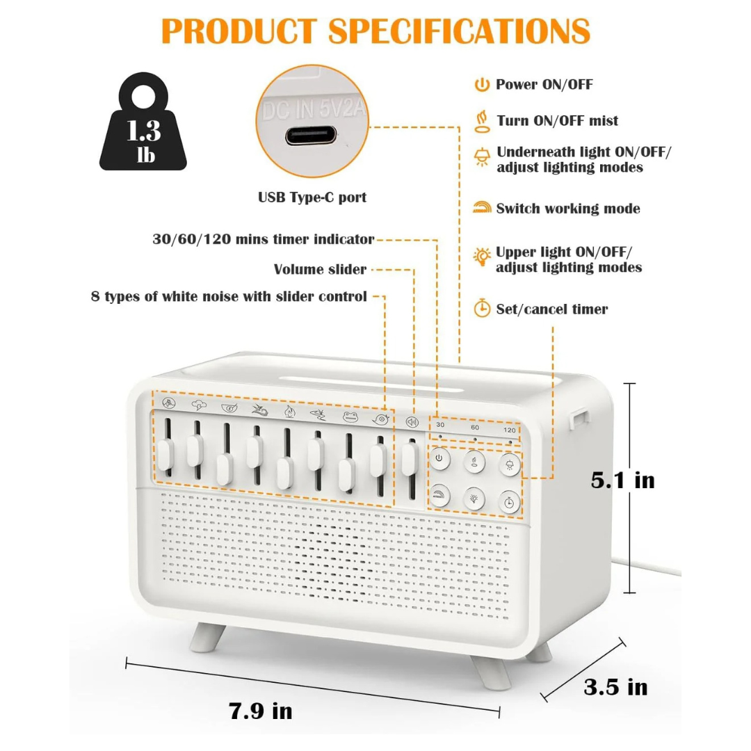 Multi-Function White Noise Machine with White Noise and Diffuser