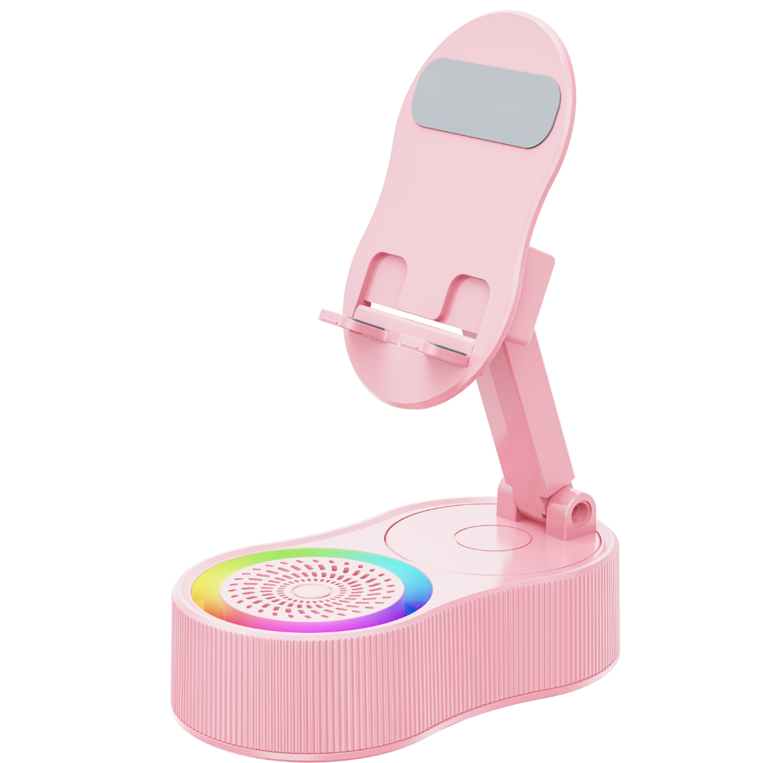 No-Pair Speaker Dock with Wireless Charging and Phone Stand