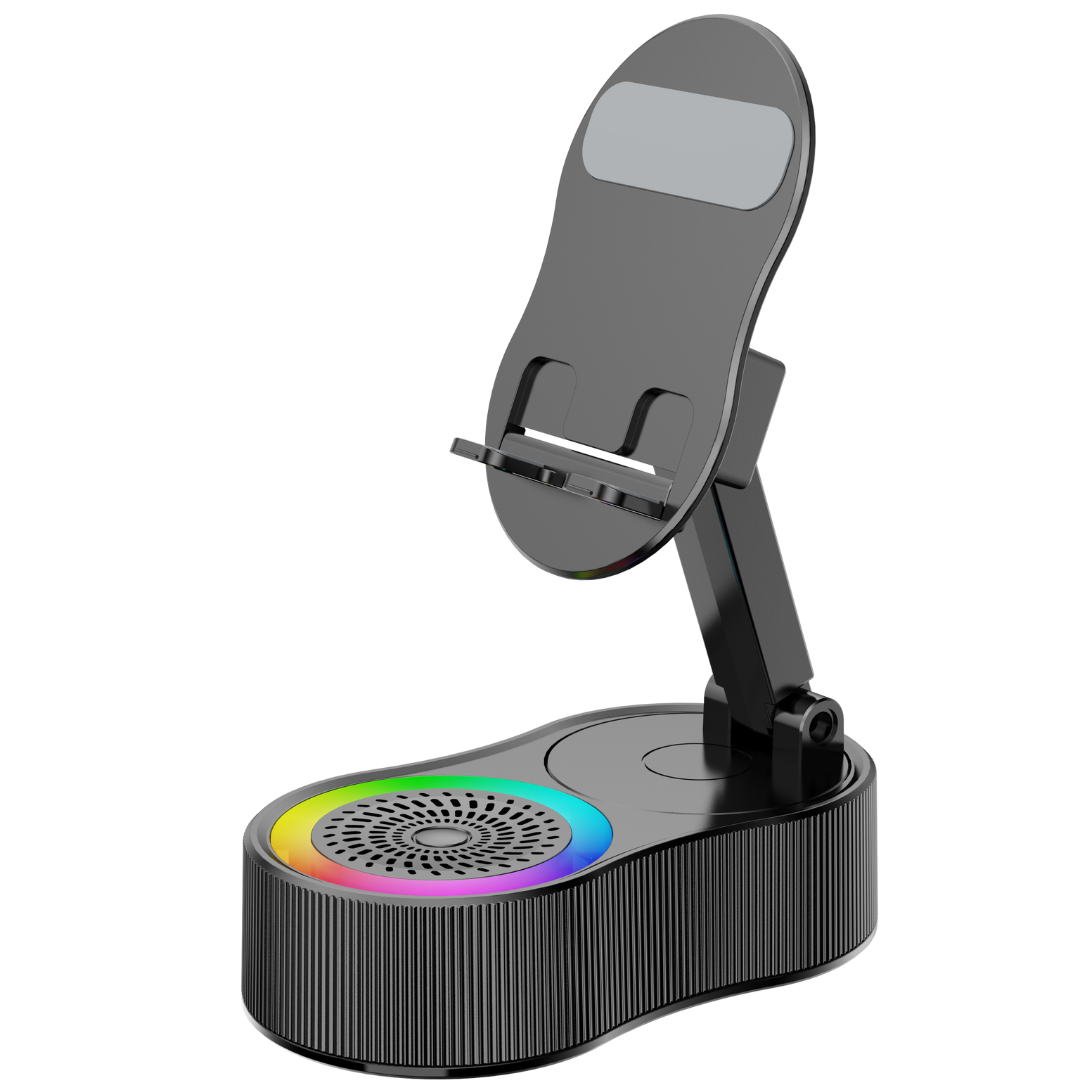 No-Pair Speaker Dock with Wireless Charging and Phone Stand