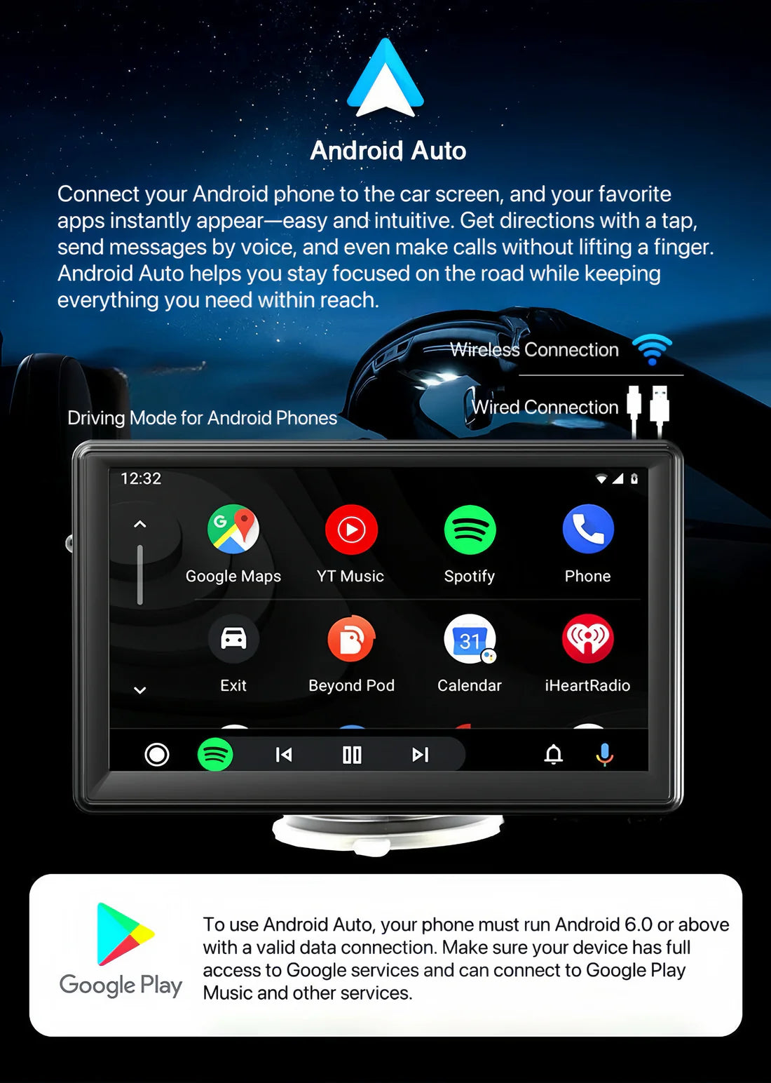 DriveSync 7 – Wireless CarPlay & Android Auto Screen