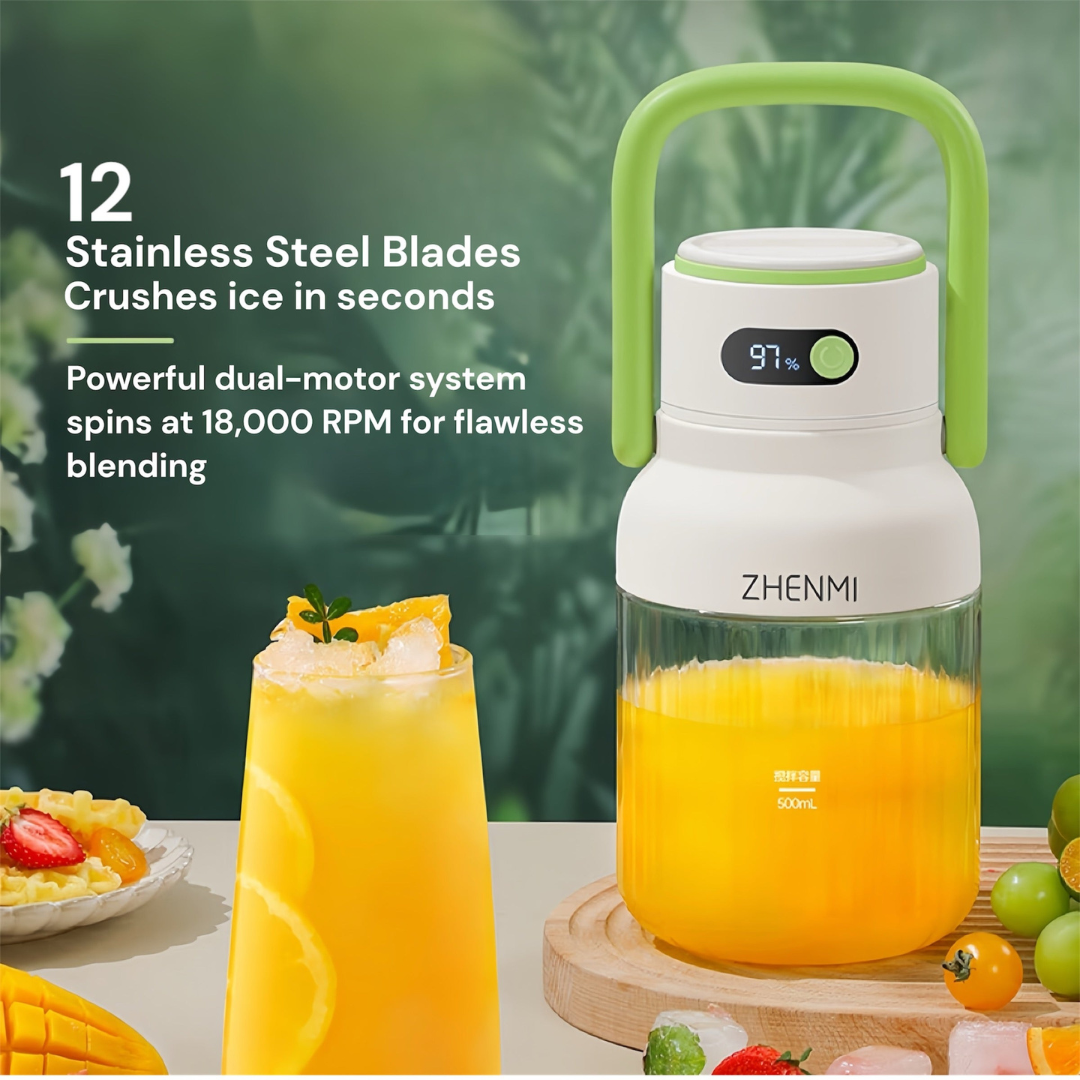 Portable Smoothie Maker with Ice-Crushing Stainless Steel Blades
