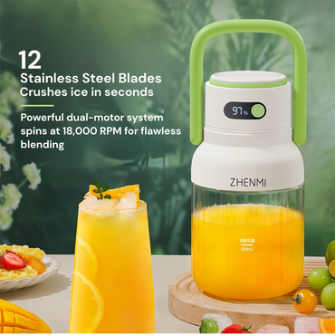 Portable Smoothie Maker with Ice-Crushing Stainless Steel Blades