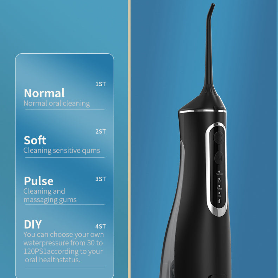 Rechargeable Water Flosser with 4 Cleaning Modes and Rotating Tips