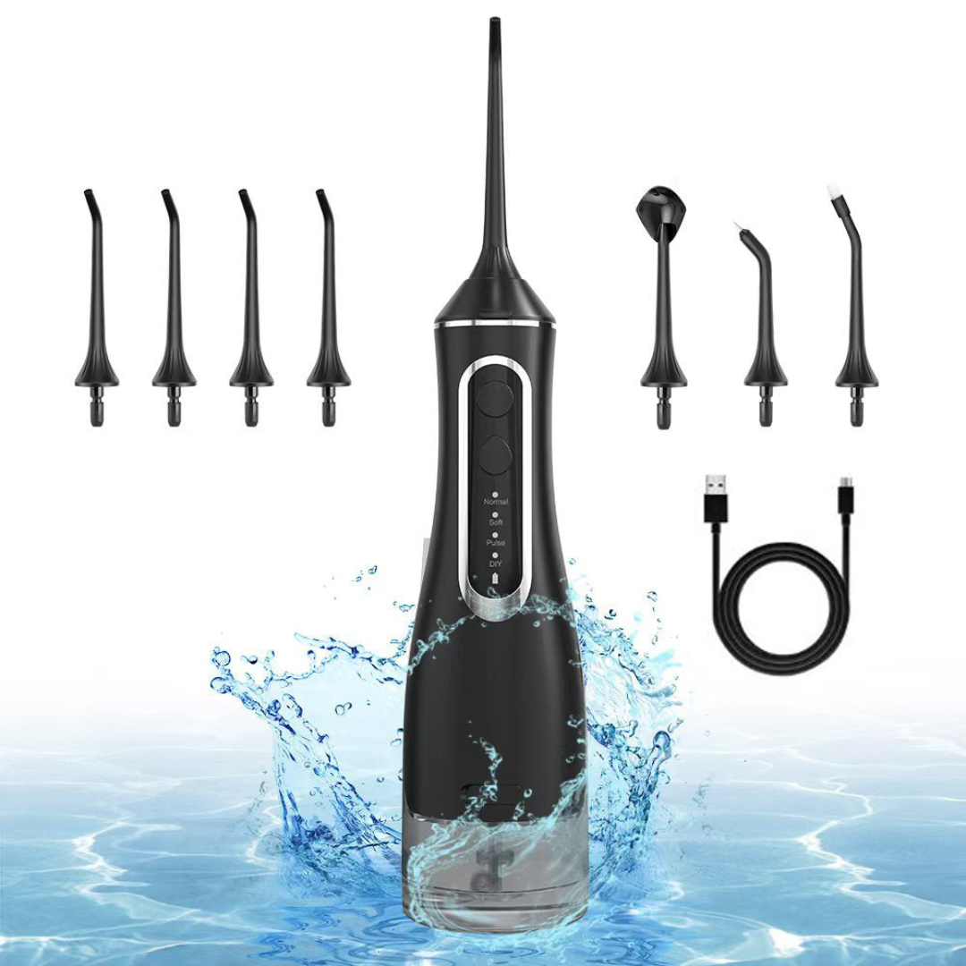 Rechargeable Water Flosser with 4 Cleaning Modes and Rotating Tips