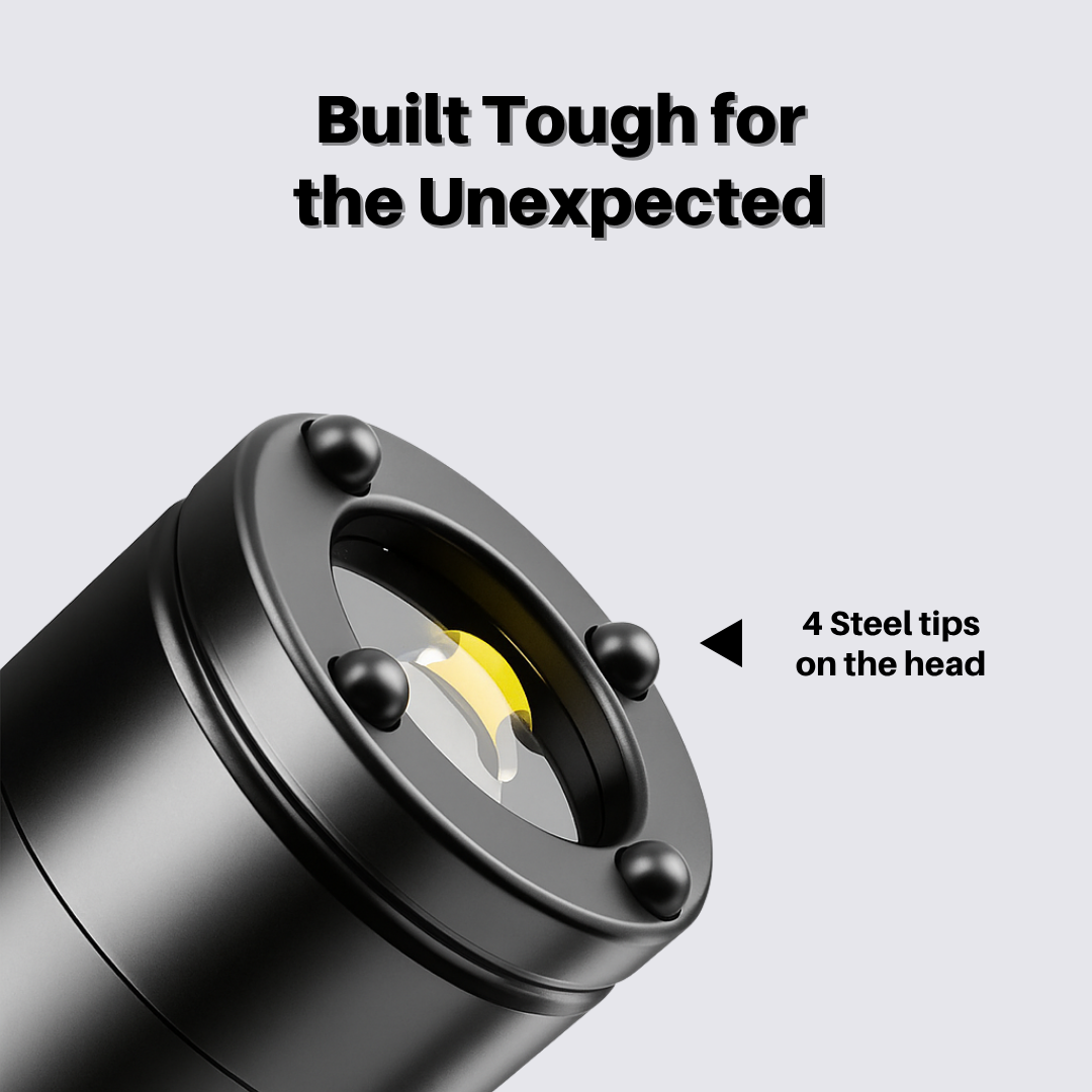 9-in-1 Tactical Flashlight Tool, Rechargeable Micro Light with USB-C