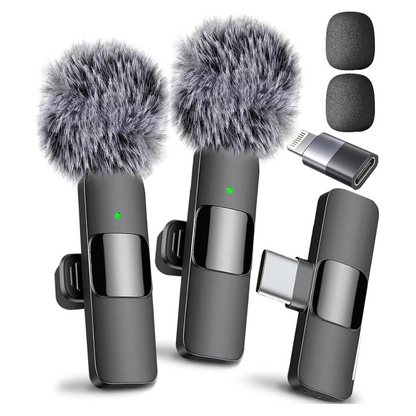 Portable Noise-Cancelling Wireless Duo Mics for Video Recording