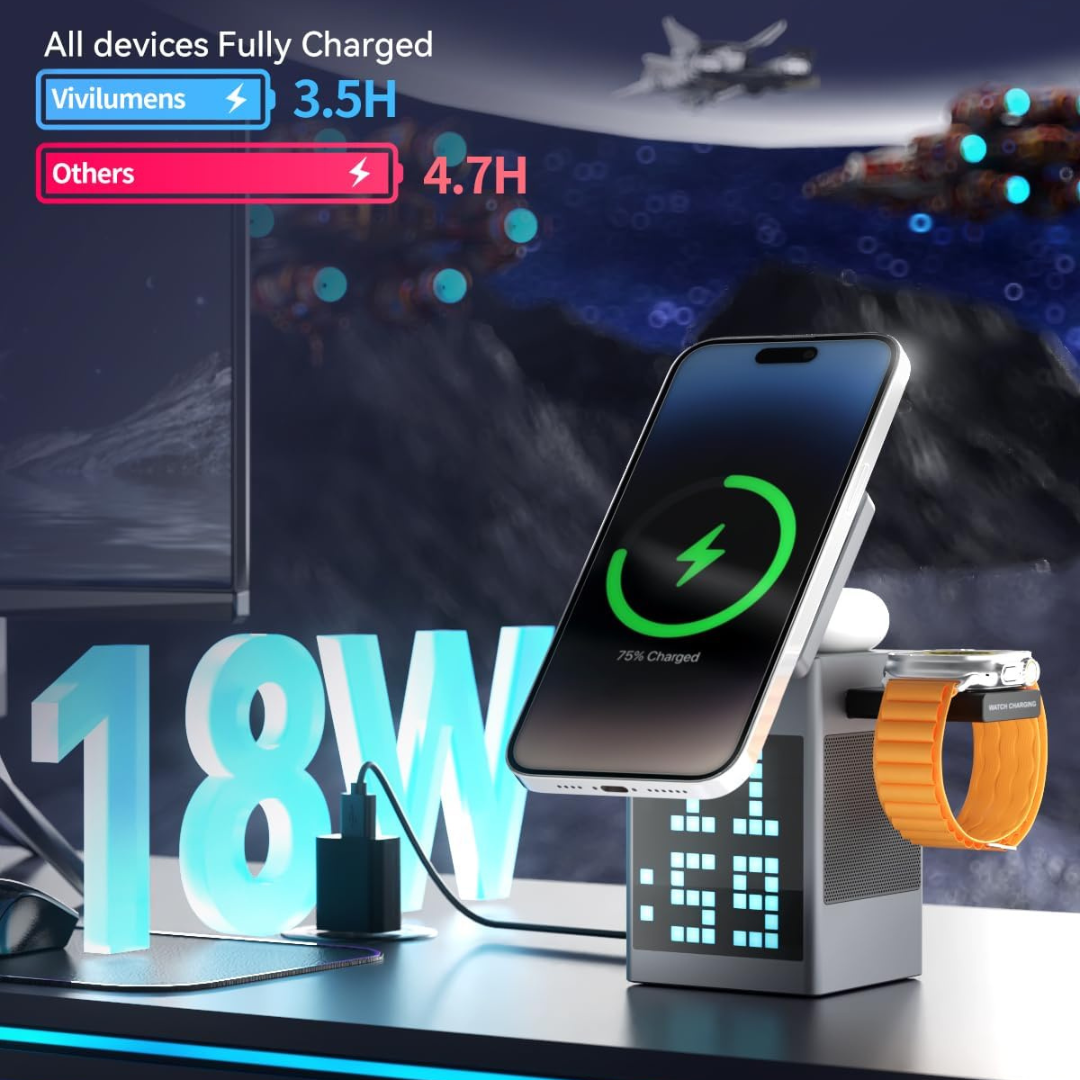3-in-1 Bluetooth Speaker with 15W Wireless Charging Pad