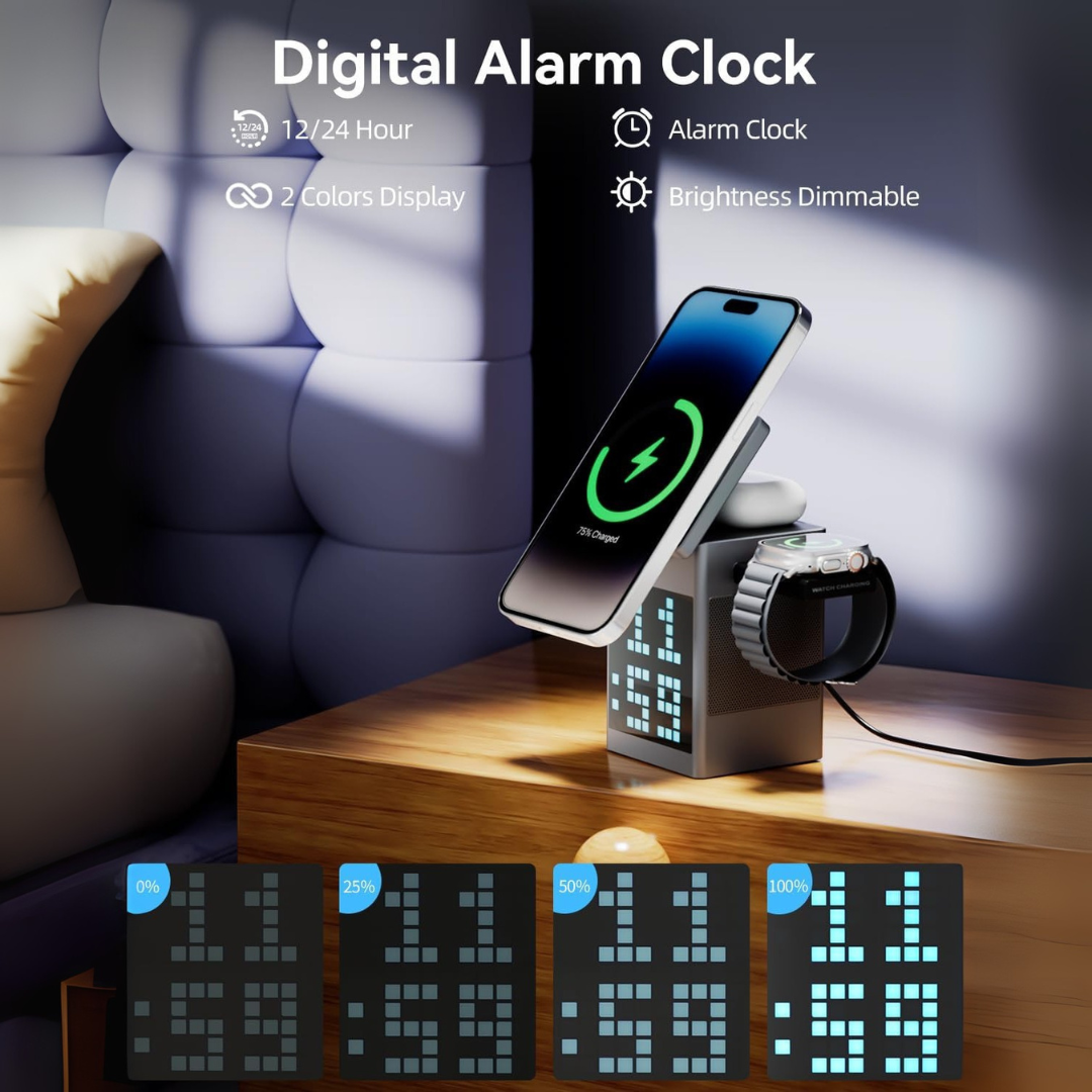3-in-1 Bluetooth Speaker with 15W Wireless Charging Pad