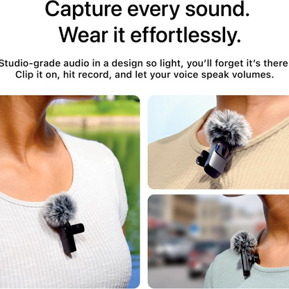 Portable Noise-Cancelling Wireless Duo Mics for Video Recording