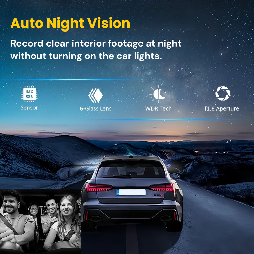 Dual 1080P Plug & Play Dash Cam with Night Vision & G-Sensor Lock