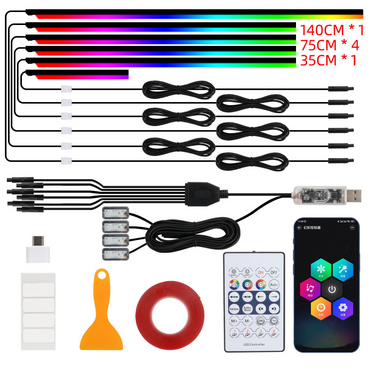 Dynamic RGB Interior Car Lights Kit with App & Music Sync