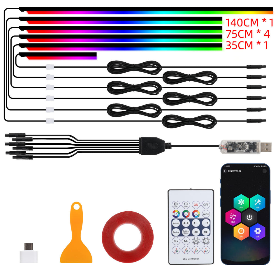 Dynamic RGB Interior Car Lights Kit with App & Music Sync