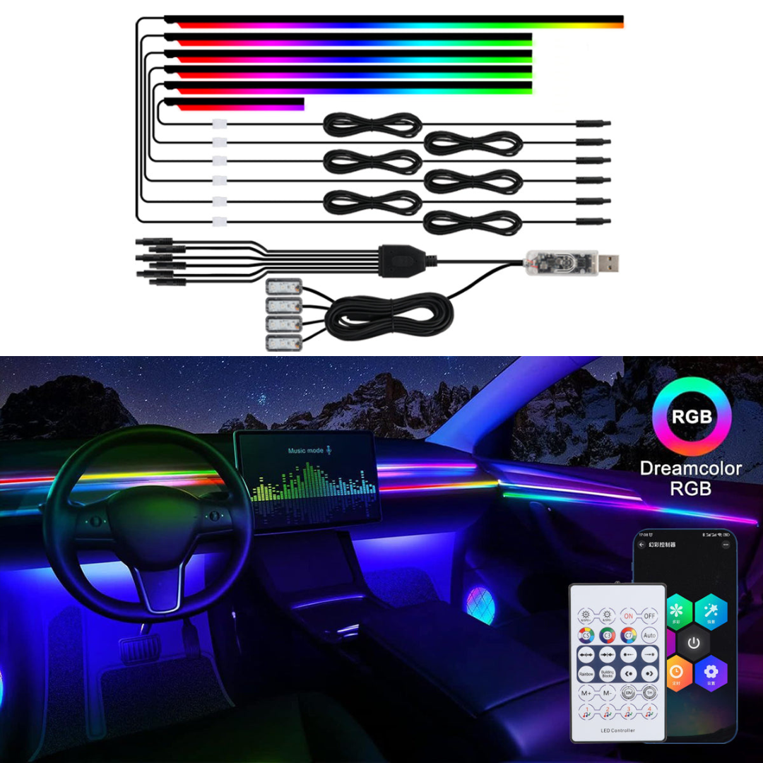 Dynamic RGB Interior Car Lights Kit with App & Music Sync