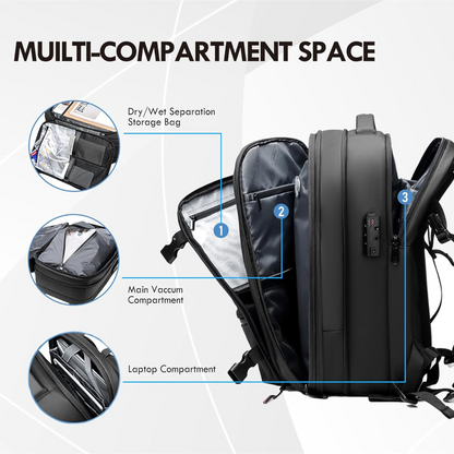Expandable Vacuum Compression Travel Backpack with TSA Lock