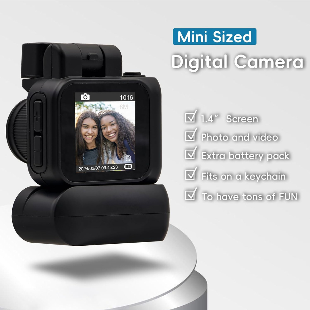 Mini Retro Keychain Camera with 1080P Video and 8MP Photos