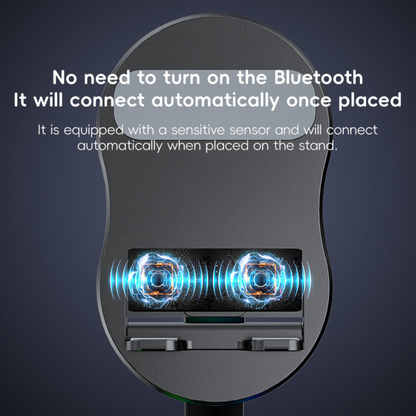 No-Pair Speaker Dock with Wireless Charging and Phone Stand