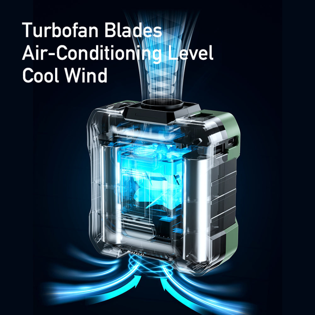 Portable Wearable Waist Fan with 3-Speed Cooling and Power Bank