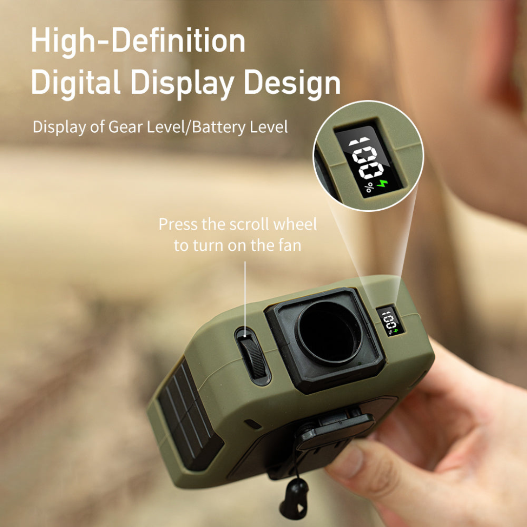 Portable Wearable Waist Fan with 3-Speed Cooling and Power Bank