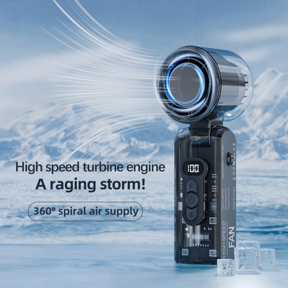Rechargeable Turbo Handheld Fan with Cooling Plate and LED Night Light