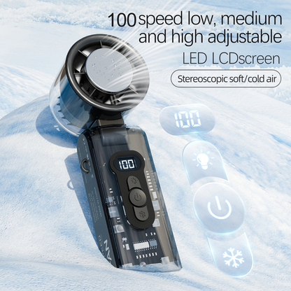 Rechargeable Turbo Handheld Fan with Cooling Plate and LED Night Light