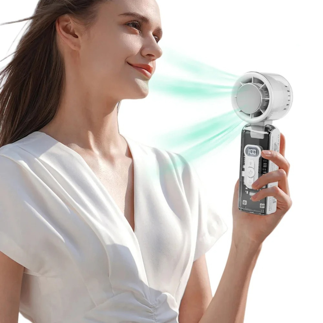 Rechargeable Turbo Handheld Fan with Cooling Plate and LED Night Light