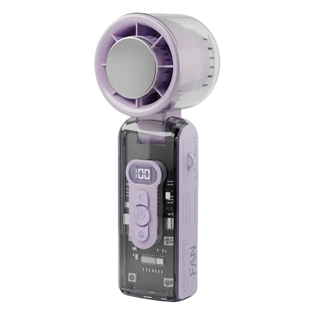 Rechargeable Turbo Handheld Fan with Cooling Plate and LED Night Light