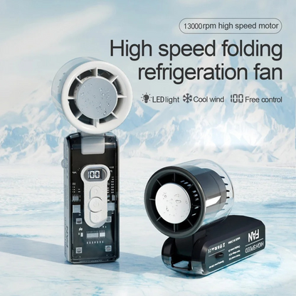Rechargeable Turbo Handheld Fan with Cooling Plate and LED Night Light