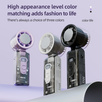 Rechargeable Turbo Handheld Fan with Cooling Plate and LED Night Light